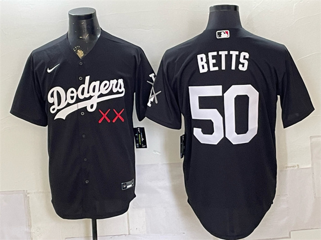 Men's Los Angeles Dodgers x KAWS #50 Mookie Betts Black Vapor Premier Limited Stitched Baseball Jersey